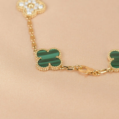 [Clover]CLOVER  5 MOTIF MALACHITE DIAMOND BRACELET