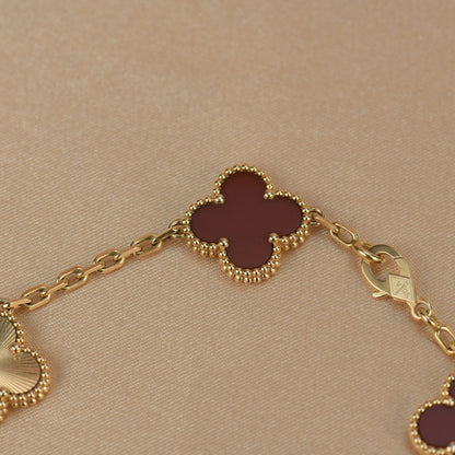 [Clover]CLOVER  5 MOTIFS CARNELIAN GOLD BRACELET