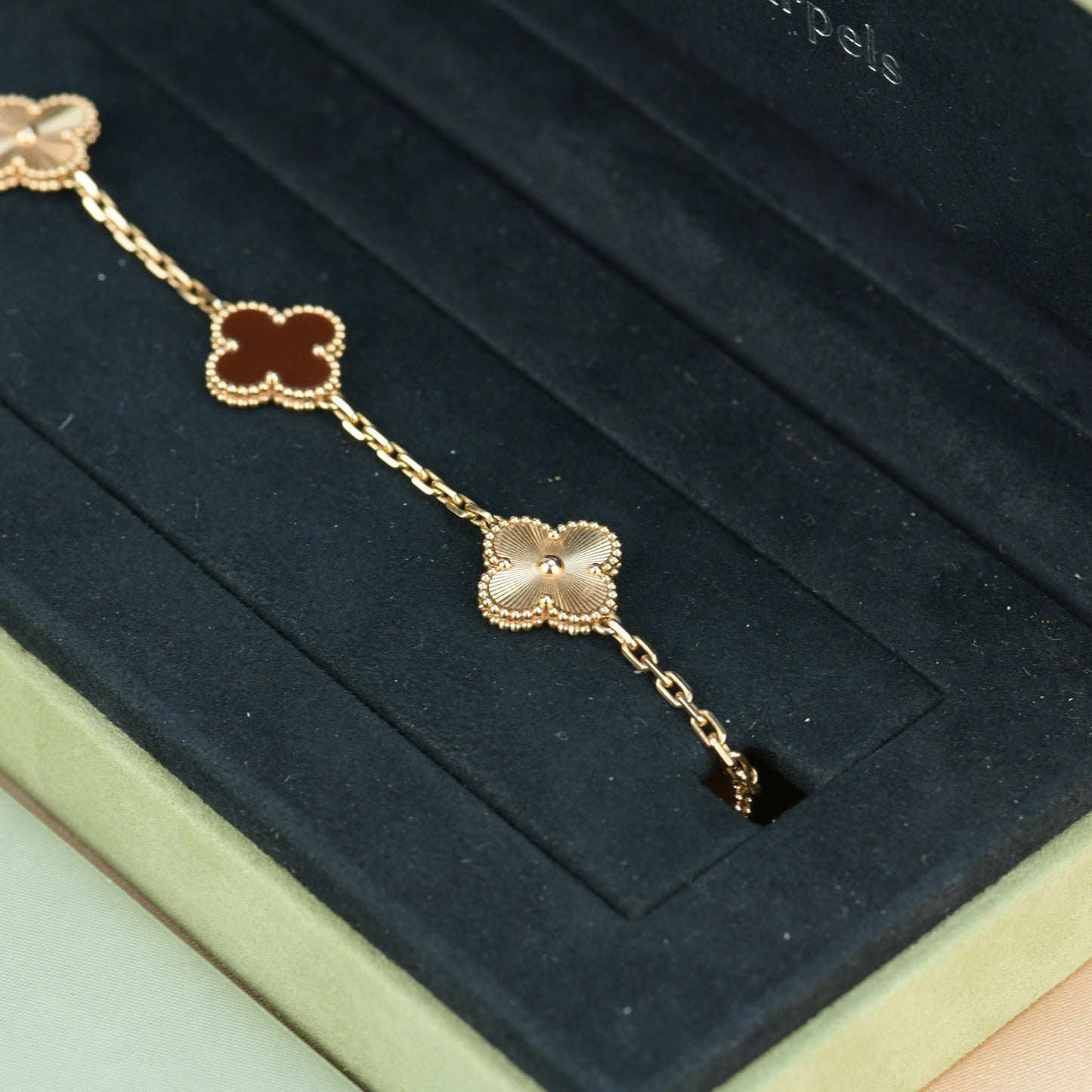 [Clover]CLOVER  5 MOTIFS CARNELIAN GOLD BRACELET