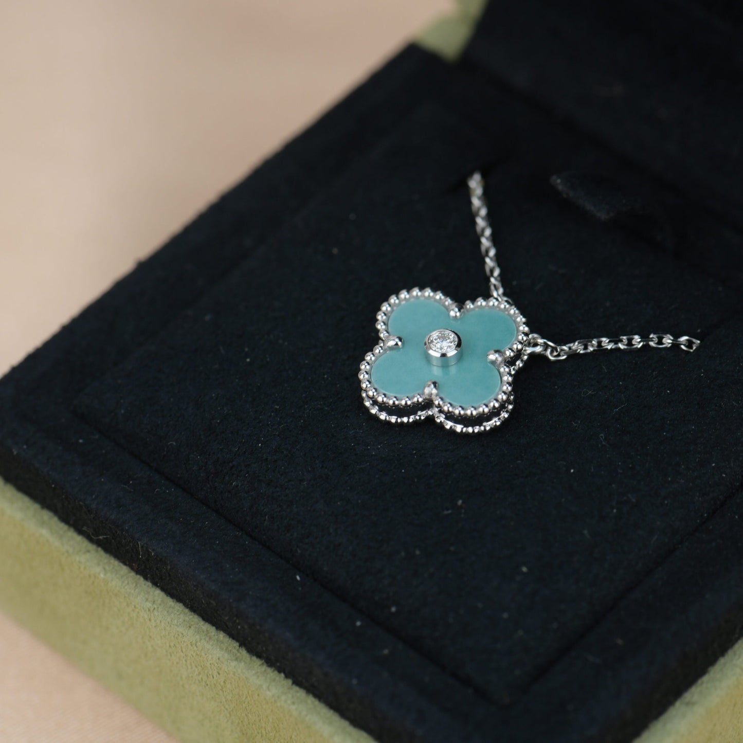[Clover]CLOVER 15MM DIAMOND SVRES PORCELAIN  NECKLACE SILVER