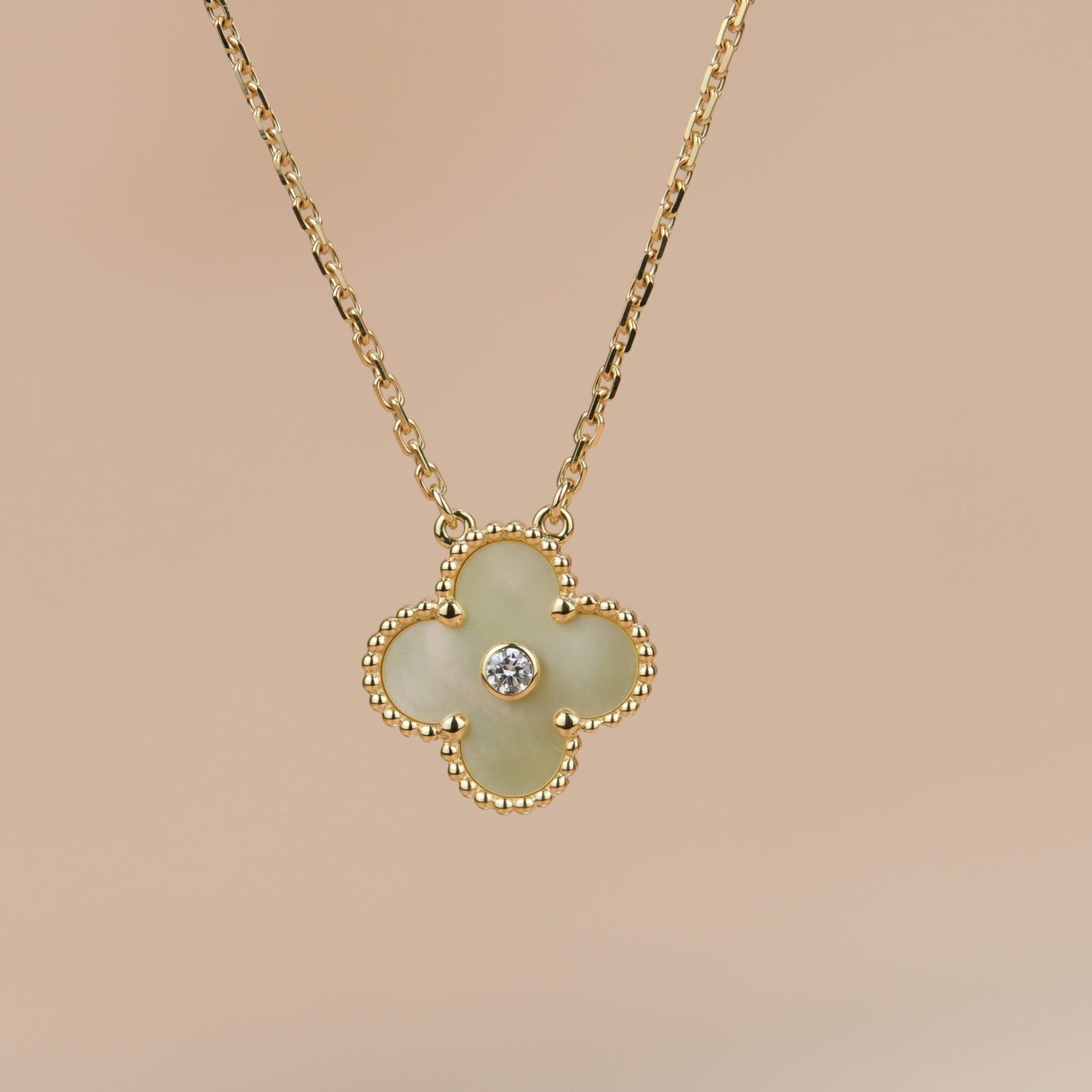 [Clover]CLOVER 15MM DIAMOND GOLD MOTHER OF PEARL NECKLACE