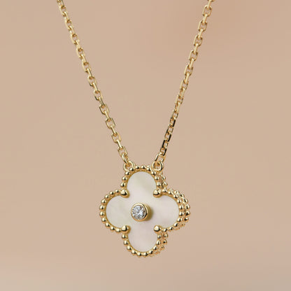 [Clover]CLOVER 15MM DIAMOND GOLD MOTHER OF PEARL NECKLACE