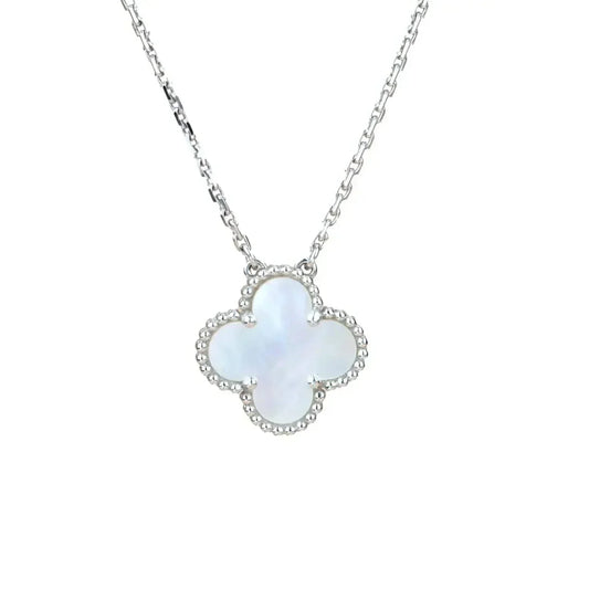 [Clover]CLOVER  15MM WHITE MOTHER-OF-PEARL SILVER
