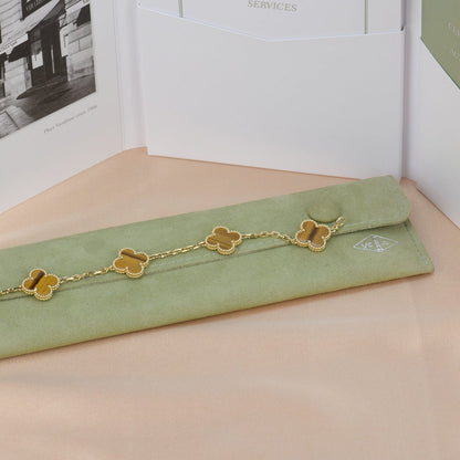 [Clover]CLOVER  5 MOTIFS TIGER EYE BRACELET