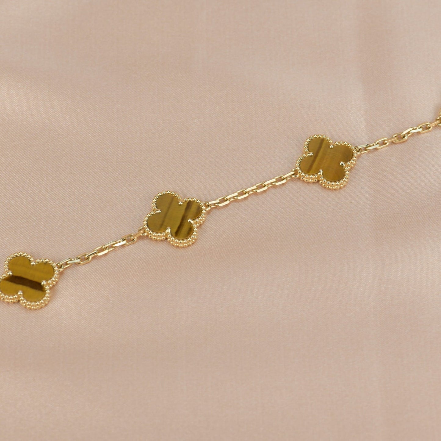 [Clover]CLOVER  5 MOTIFS TIGER EYE BRACELET