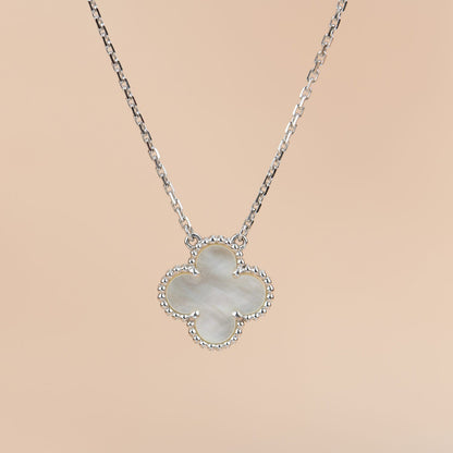 [Clover]CLOVER  15MM WHITE MOTHER-OF-PEARL SILVER