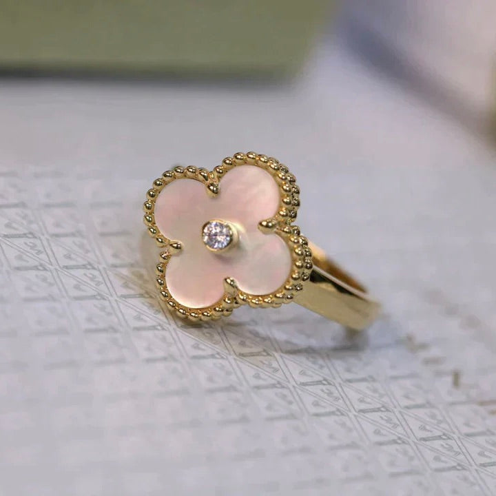 [Clover]CLOVER PINK MOP RING GOLD DIAMOND