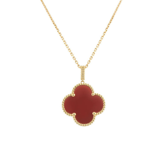 [Clover]CLOVER 25MM NECKLACE GOLD CARNELIAN