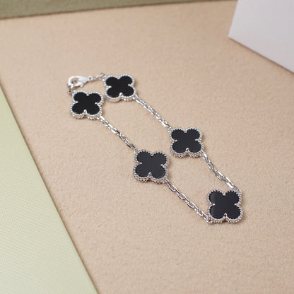 [Clover]CLOVER 5 MOTIF ONYXS  BRACELET SILVER