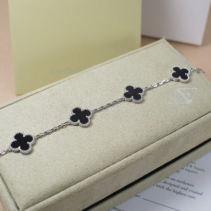 [Clover]CLOVER 5 MOTIF ONYXS  BRACELET SILVER