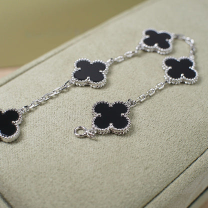 [Clover]CLOVER 5 MOTIF ONYXS  BRACELET SILVER