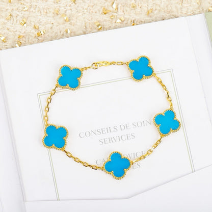 [Clover]CLOVER 5 MOTIFS TURQUOISE BRACELET