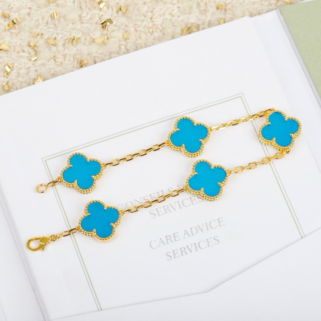 [Clover]CLOVER 5 MOTIFS TURQUOISE BRACELET