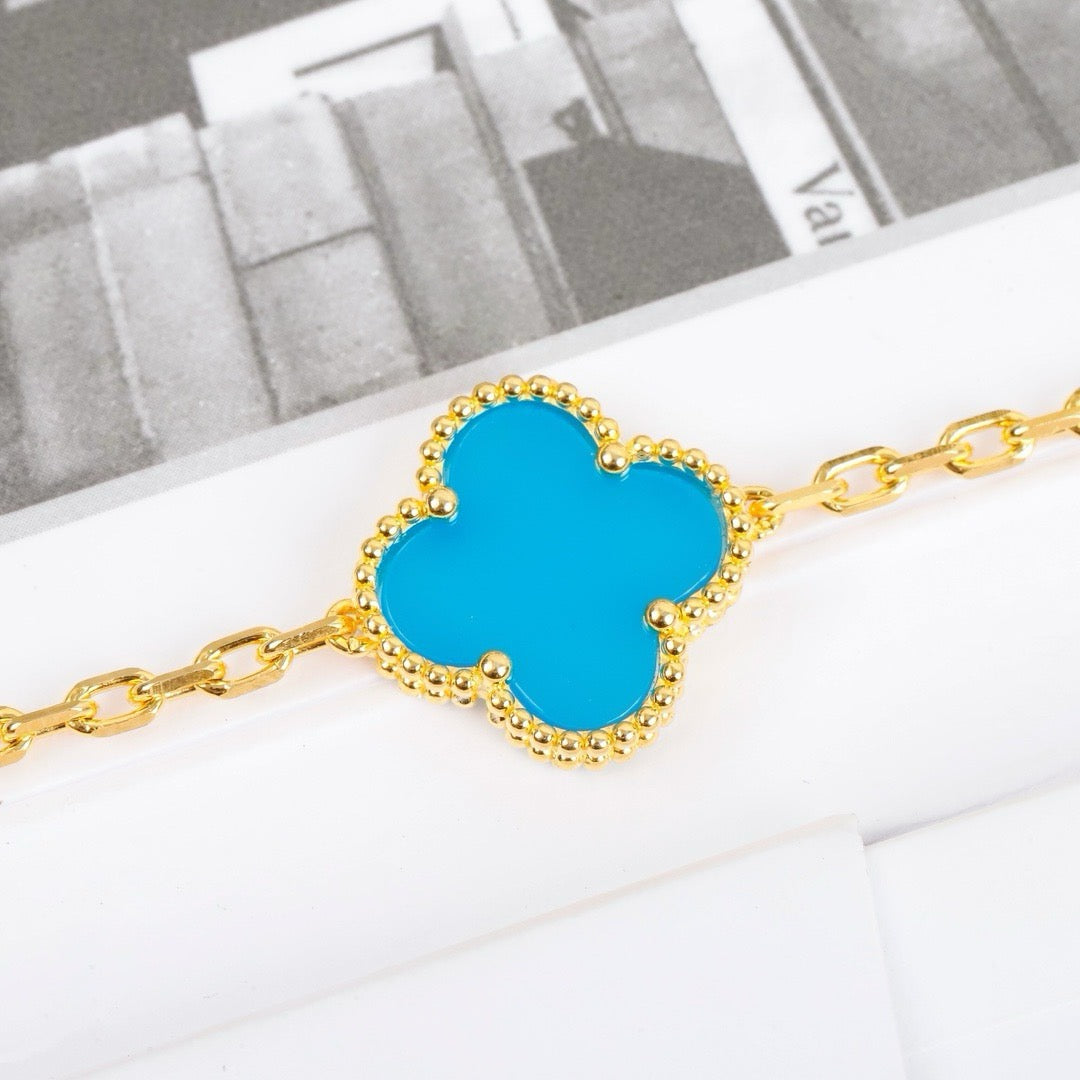 [Clover]CLOVER 5 MOTIFS TURQUOISE BRACELET