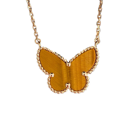 [Clover] TIGER__ EYE BUTTERFLY NECKLACE