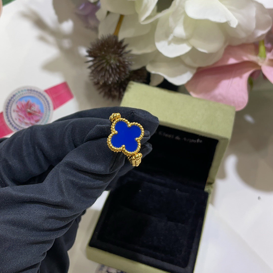 [Clover]CLOVER RIVERSIBLE BLUE AGATE RING