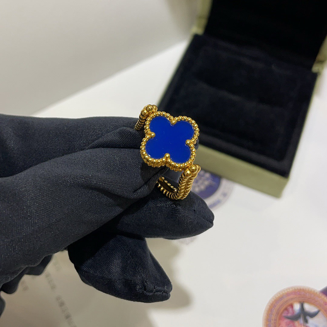 [Clover]CLOVER RIVERSIBLE BLUE AGATE RING