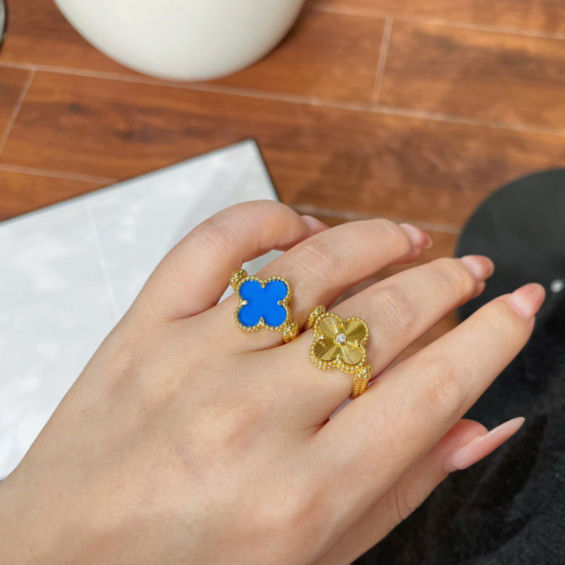 [Clover]CLOVER RIVERSIBLE BLUE AGATE RING