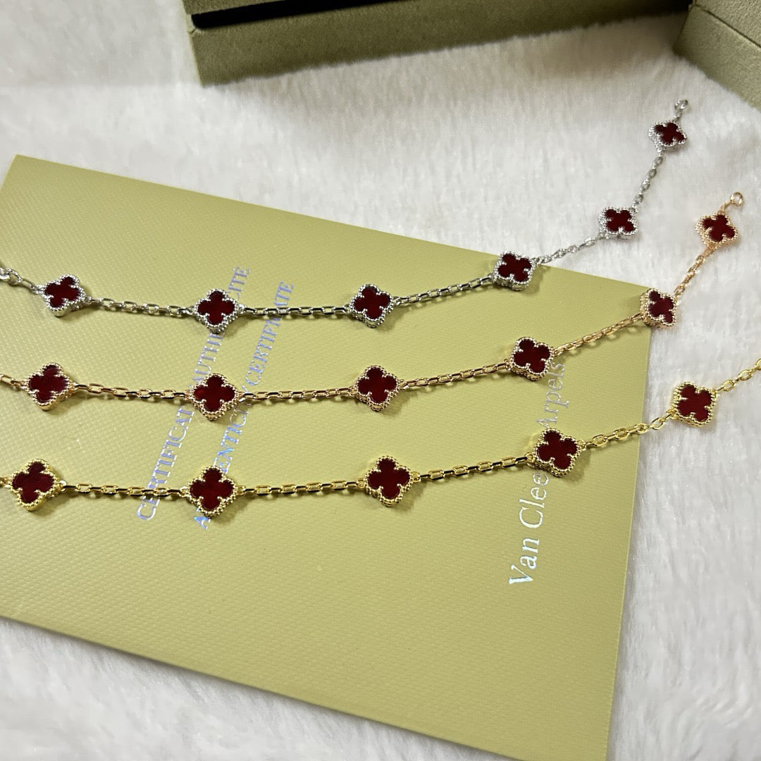 [Clover]CLOVER 6 MOTIF RED AGATE BRACELET