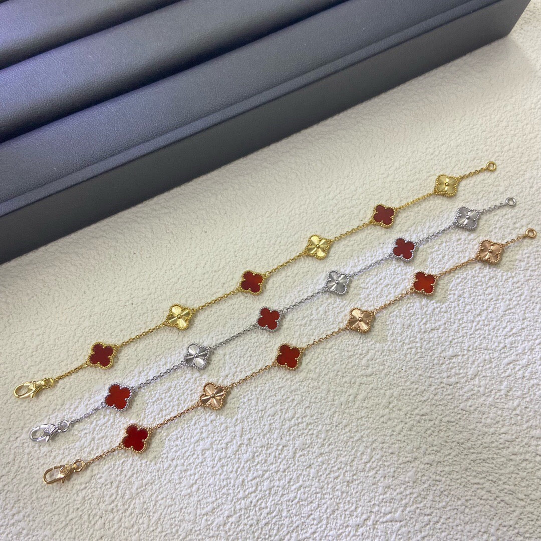 [Clover]CLOVER 6 MOTIF RED AGATE LASER BRACELET