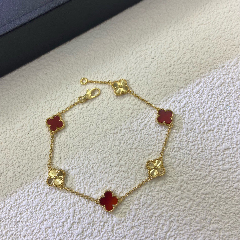 [Clover]CLOVER 6 MOTIF RED AGATE LASER BRACELET