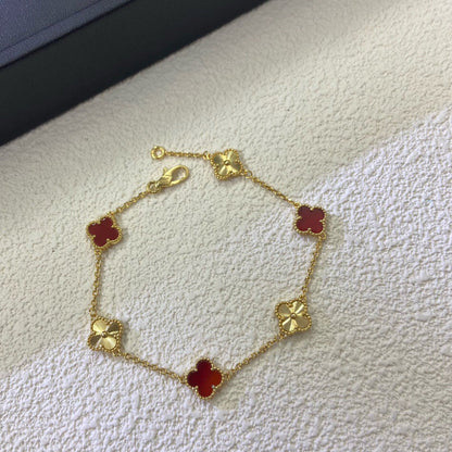 [Clover]CLOVER 6 MOTIF RED AGATE LASER BRACELET