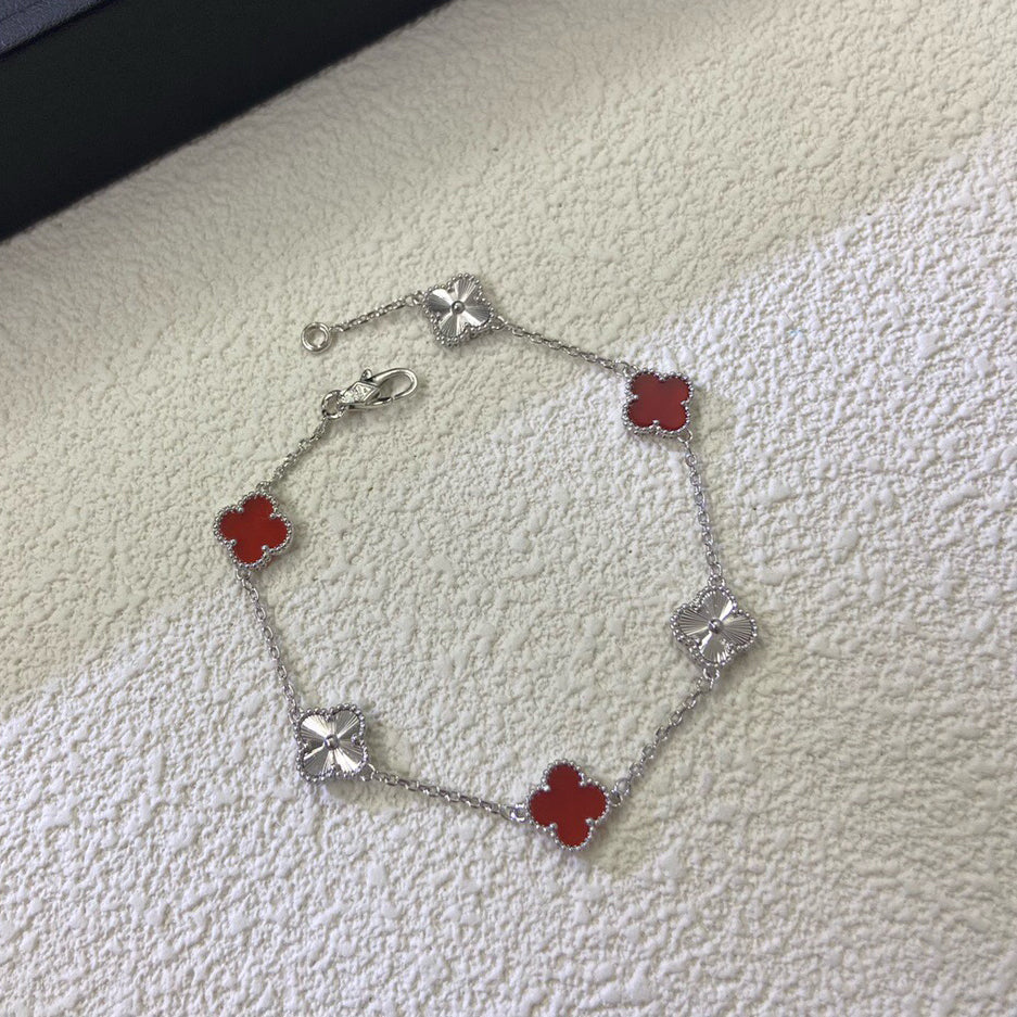 [Clover]CLOVER 6 MOTIF RED AGATE LASER BRACELET