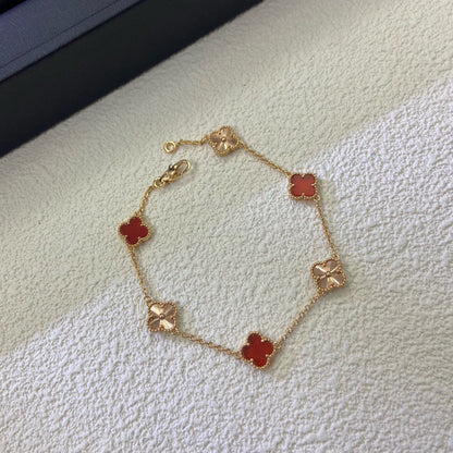 [Clover]CLOVER 6 MOTIF RED AGATE LASER BRACELET