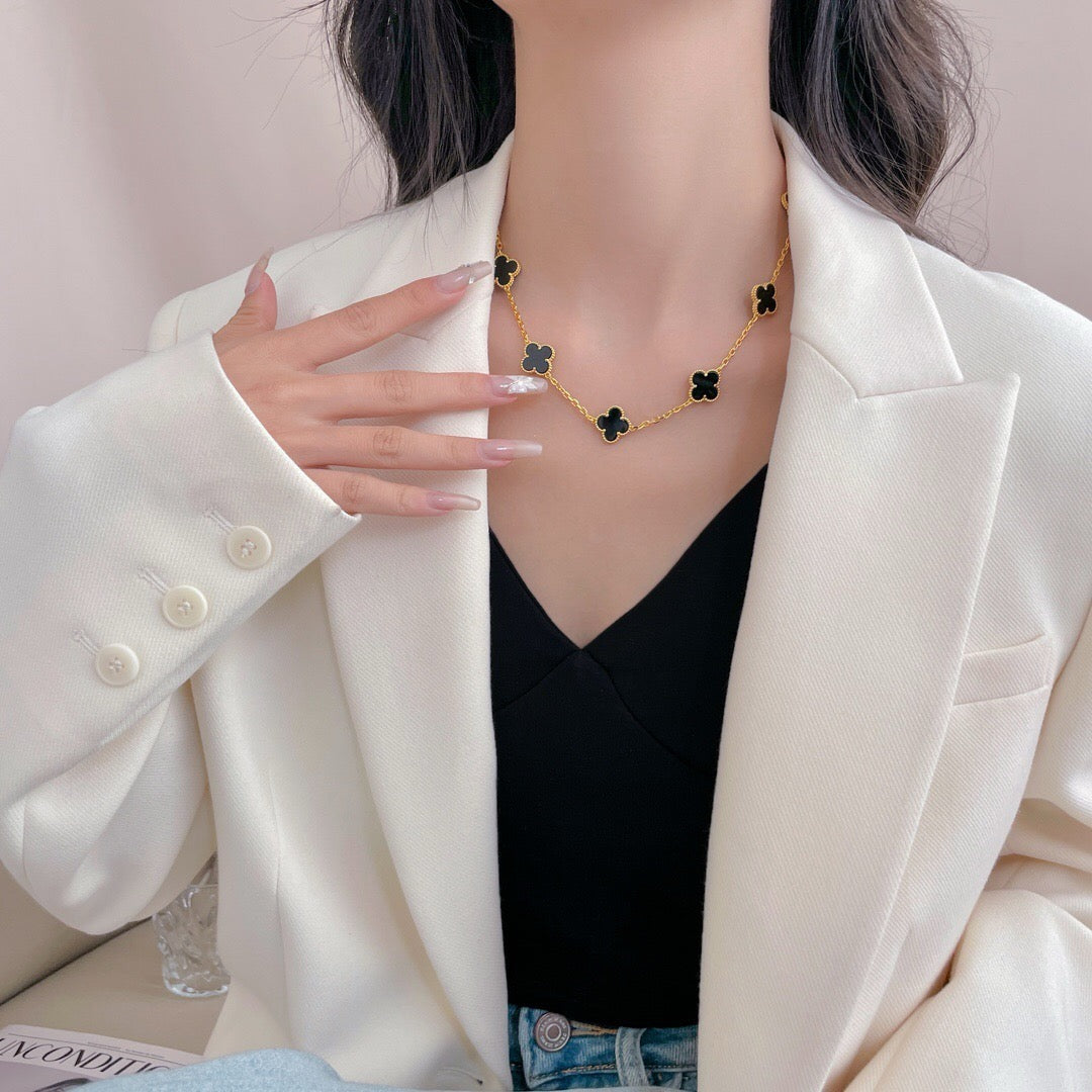 [Clover]CLOVER 10 MOTIFS ONYX NECKLACE