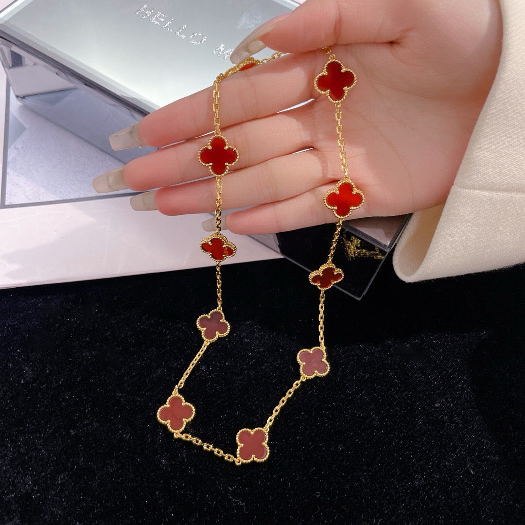 [Clover]CLOVER 10 MOTIFS CARNELIAN NECKLACE