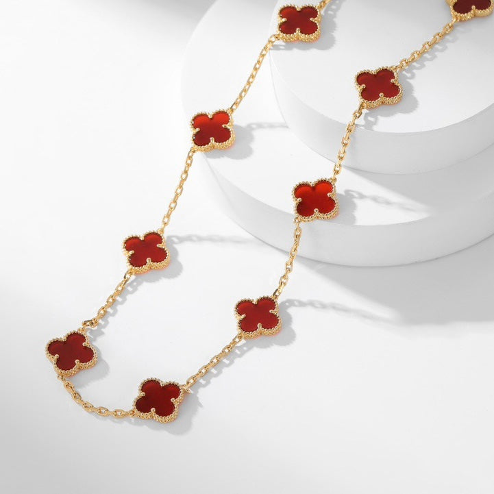 [Clover]CLOVER 10 MOTIFS CARNELIAN NECKLACE