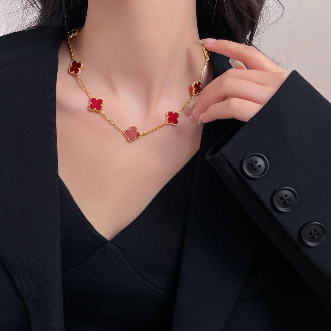 [Clover]CLOVER 10 MOTIFS CARNELIAN NECKLACE