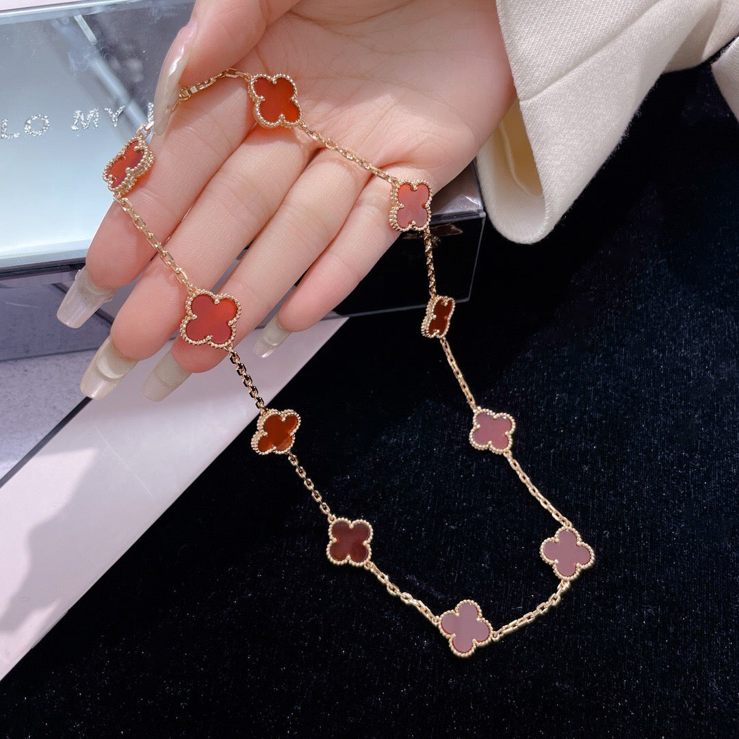 [Clover]CLOVER 10 MOTIFS CARNELIAN NECKLACE