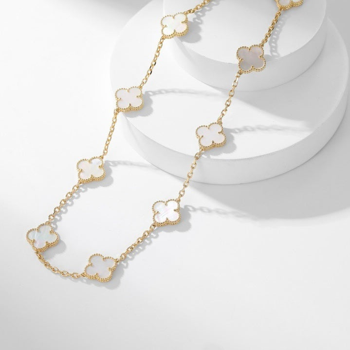 [Clover]CLOVER 10 MOTIFS WHITE MOTHER OF PEARL NECKLACE