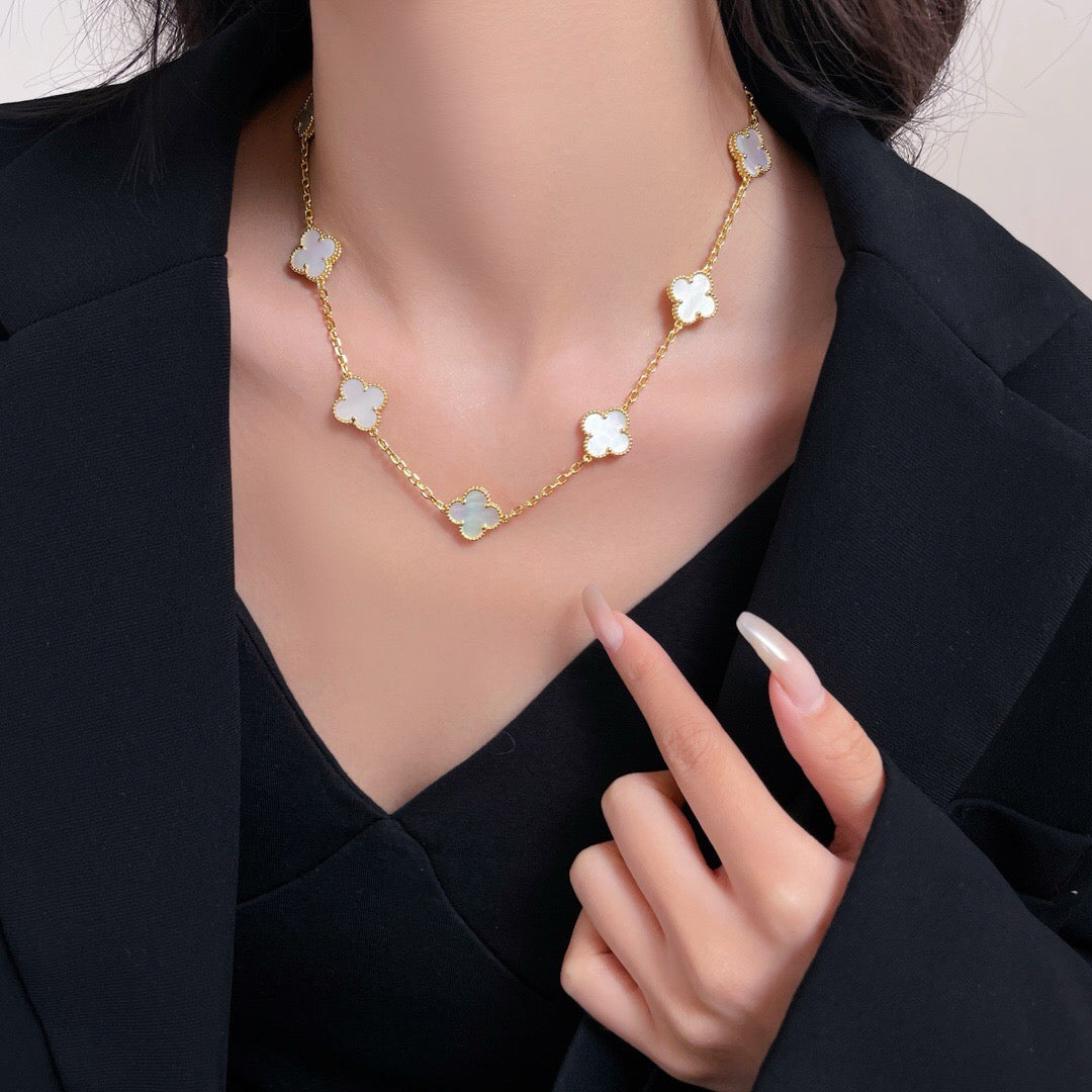 [Clover]CLOVER 10 MOTIFS WHITE MOTHER OF PEARL NECKLACE