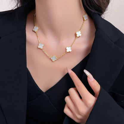 [Clover]CLOVER 10 MOTIFS WHITE MOTHER OF PEARL NECKLACE