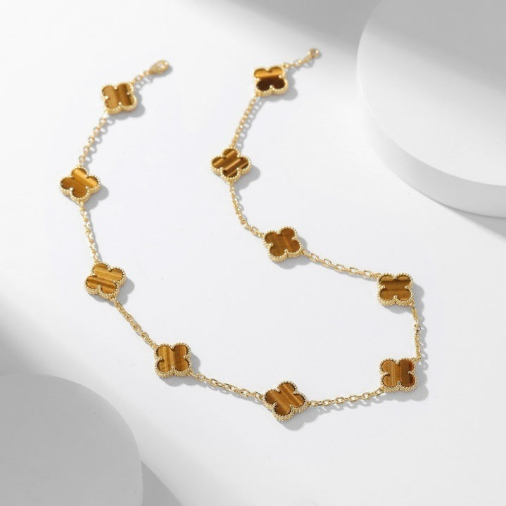 [Clover]CLOVER 10 MOTIFS TIGER EYE NECKLACE