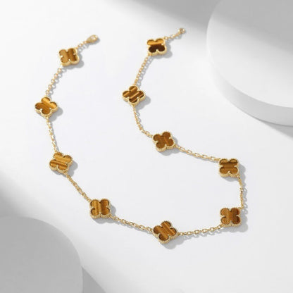 [Clover]CLOVER 10 MOTIFS TIGER EYE NECKLACE