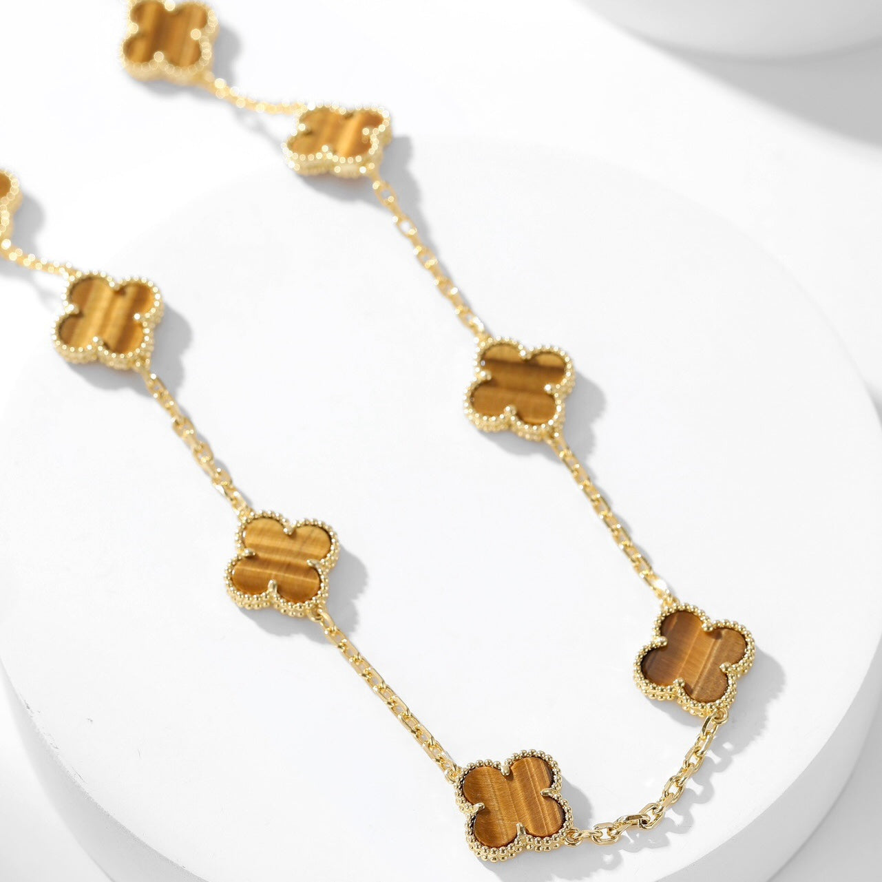 [Clover]CLOVER 10 MOTIFS TIGER EYE NECKLACE