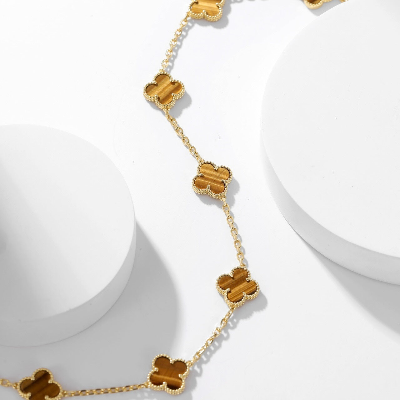 [Clover]CLOVER 10 MOTIFS TIGER EYE NECKLACE