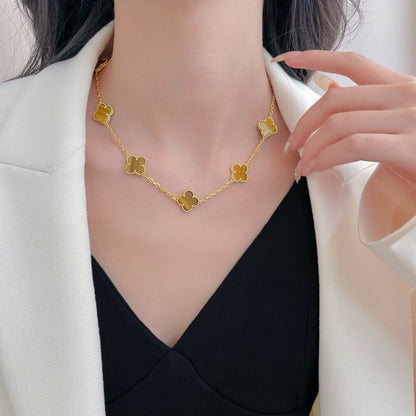 [Clover]CLOVER 10 MOTIFS TIGER EYE NECKLACE