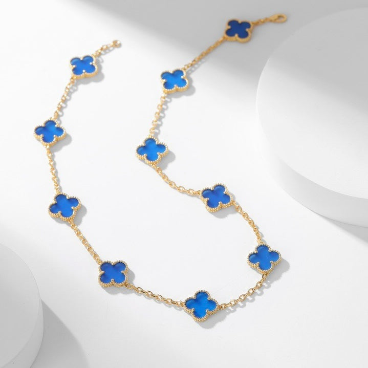 [Clover]CLOVER 10 MOTIFS BLUE AGATE NECKLACE