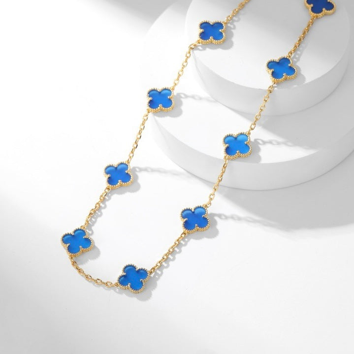 [Clover]CLOVER 10 MOTIFS BLUE AGATE NECKLACE
