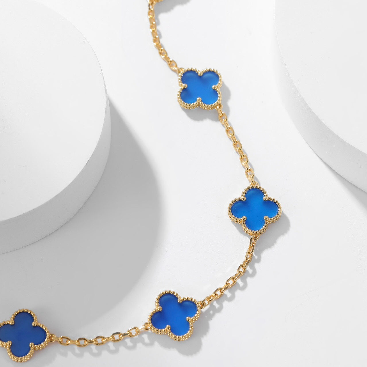 [Clover]CLOVER 10 MOTIFS BLUE AGATE NECKLACE