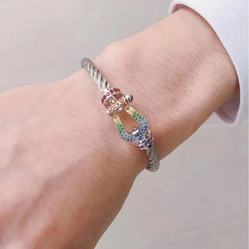 [Clover]FORCE LARGE HORSESHOE  COLORED DIAMOND BRACELET ROSE GOLD