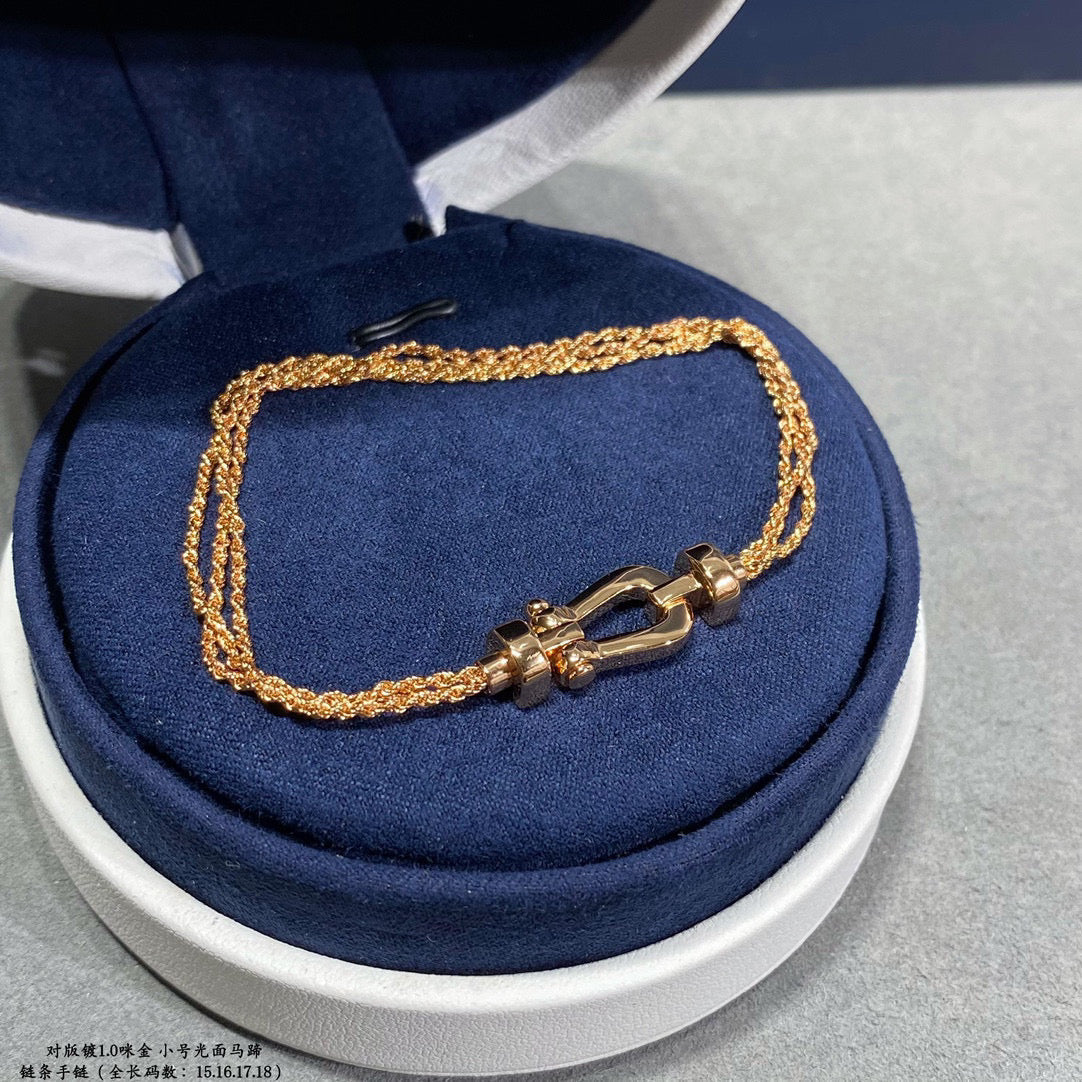 [Clover]FORCE SMALL HORSESHOE  DIAMOND CHAIN ROPE BRACELET
