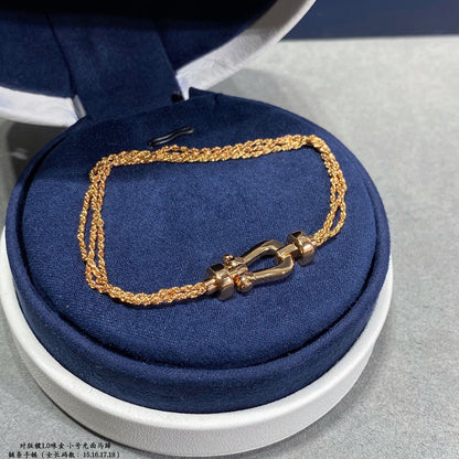 [Clover]FORCE SMALL HORSESHOE  DIAMOND CHAIN ROPE BRACELET