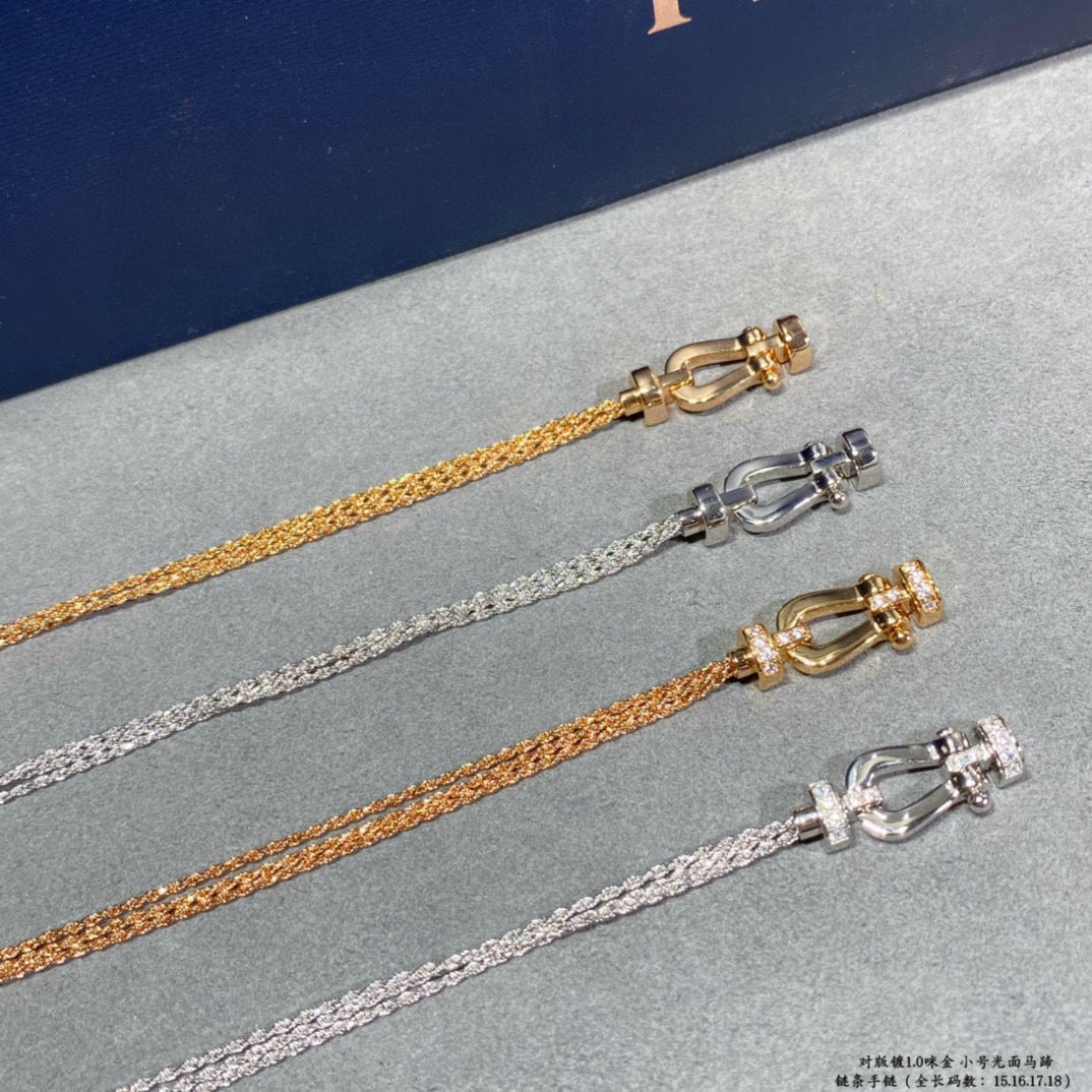 [Clover]FORCE SMALL HORSESHOE  DIAMOND CHAIN ROPE BRACELET