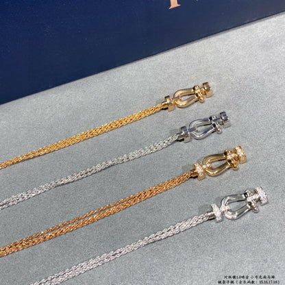 [Clover]FORCE SMALL HORSESHOE  DIAMOND CHAIN ROPE BRACELET