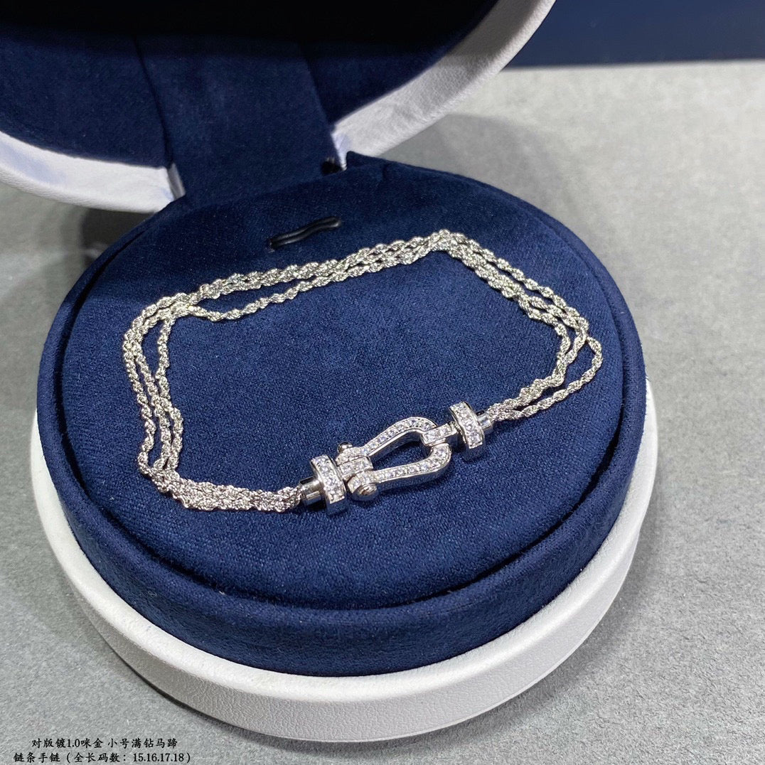 [Clover]FORCE SMALL HORSESHOE  DIAMOND CHAIN ROPE BRACELET